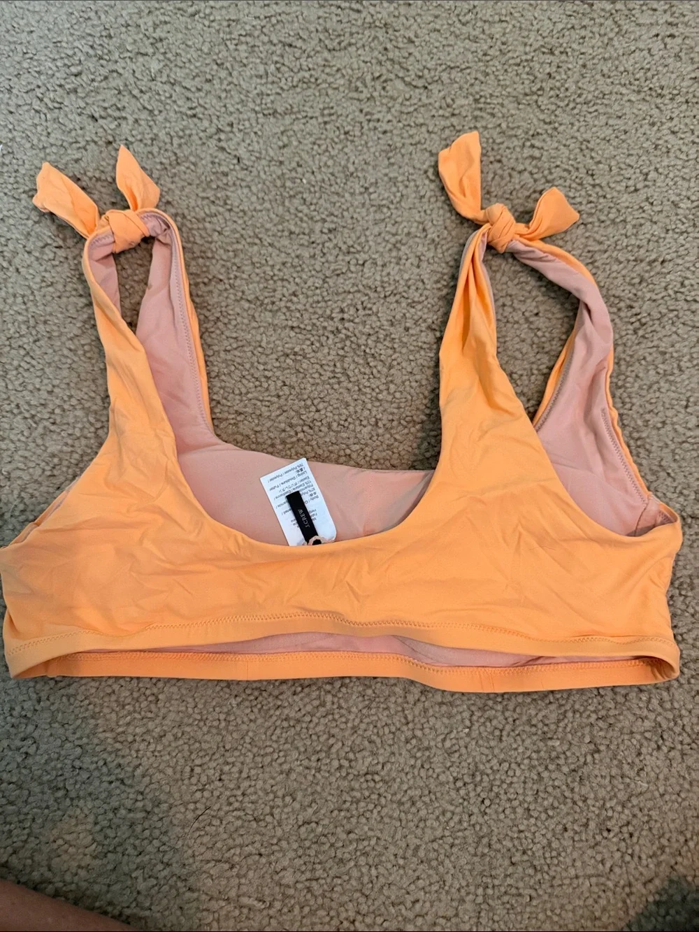 J. Crew Orange Tie-Shoulder Bikini Top